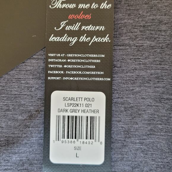 NWT Greyson Scarlett Short Sleeve Golf Polo Slim Fit Womens L Grey Golf Tennis - Picture 6 of 9